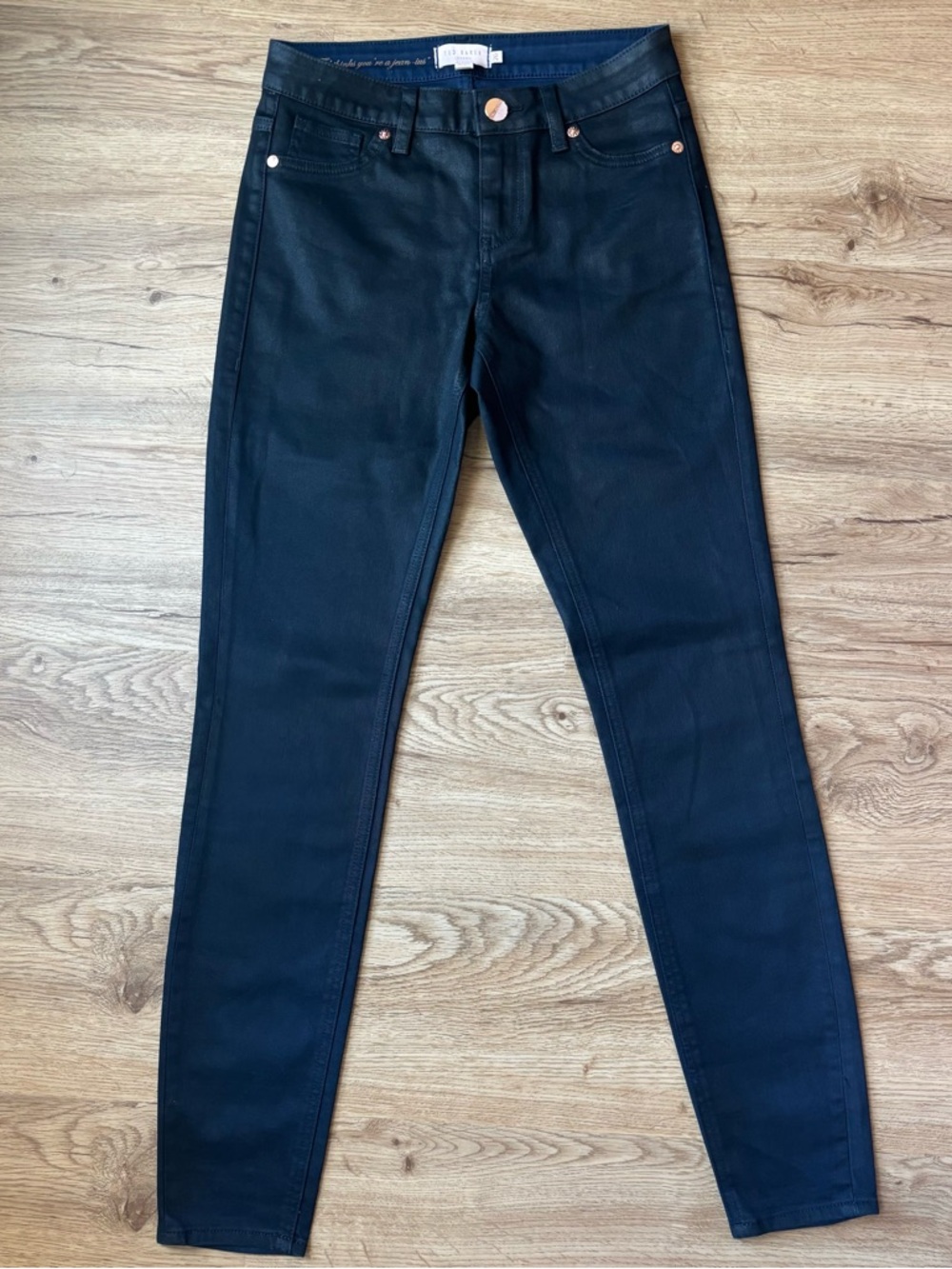 Ted baker ombray ombre Black blue wax Coated Skinny Jeans size 26 women’s Jean